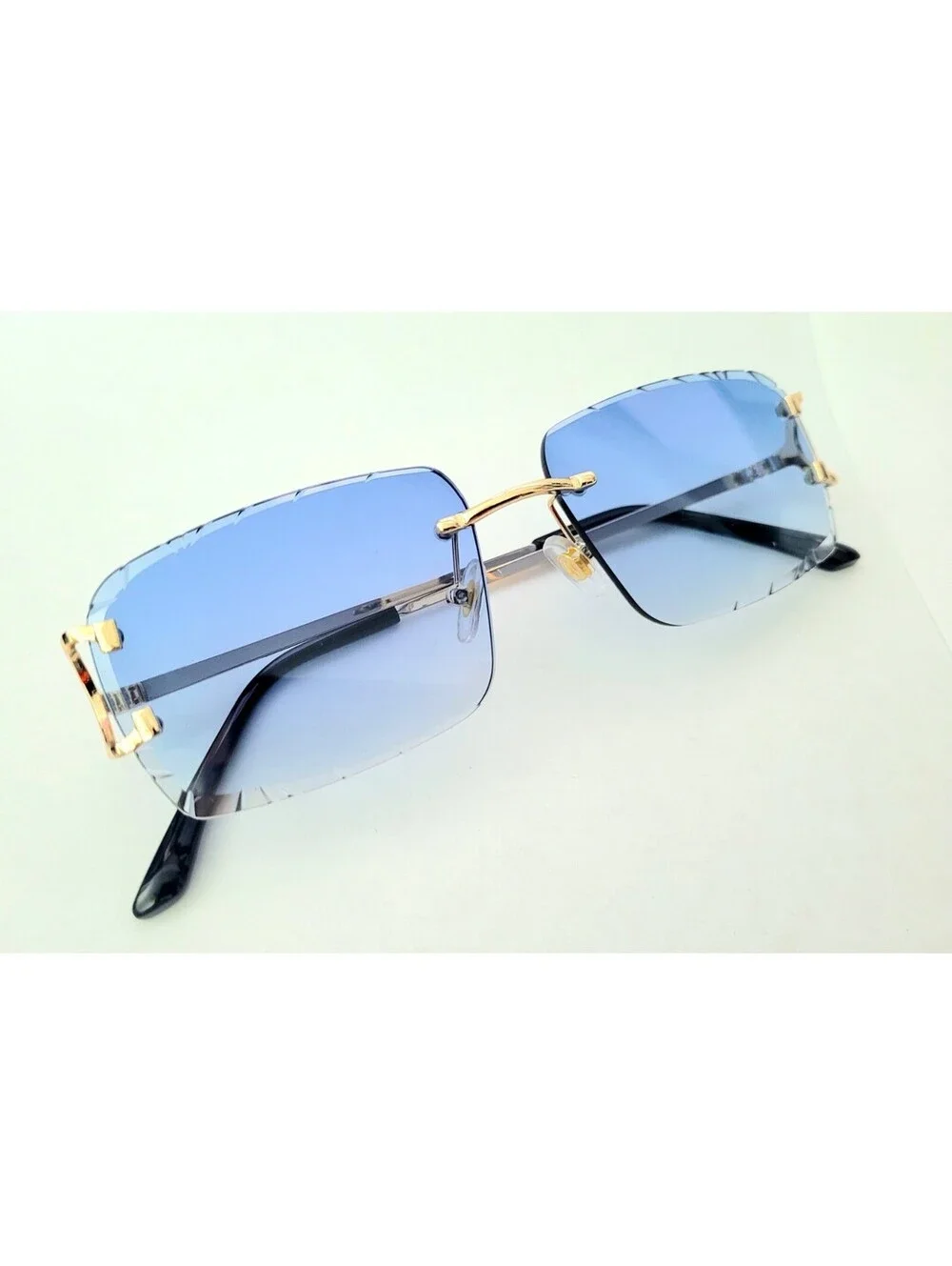 Piccadilly Gld Blu Gradient C Diamond Cut Designer Sunglass